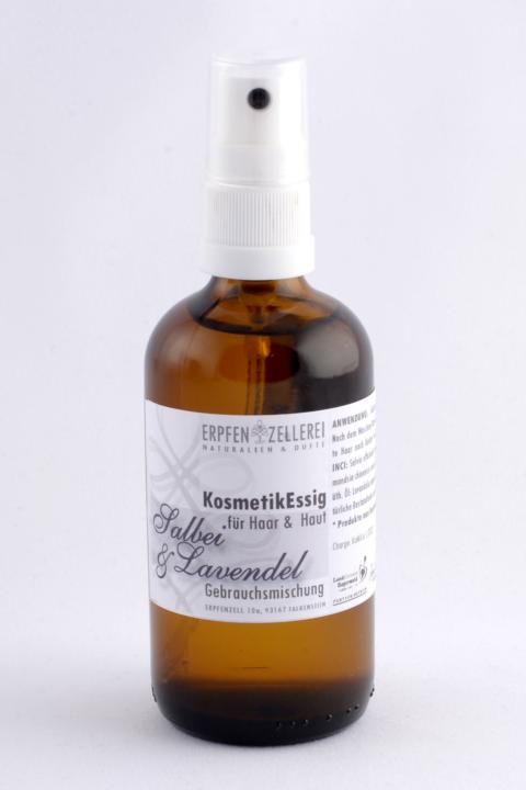 Kosmetikessig für Haar und Haut Salbei & Lavendel Bio 100 ml mit Zerstäuber