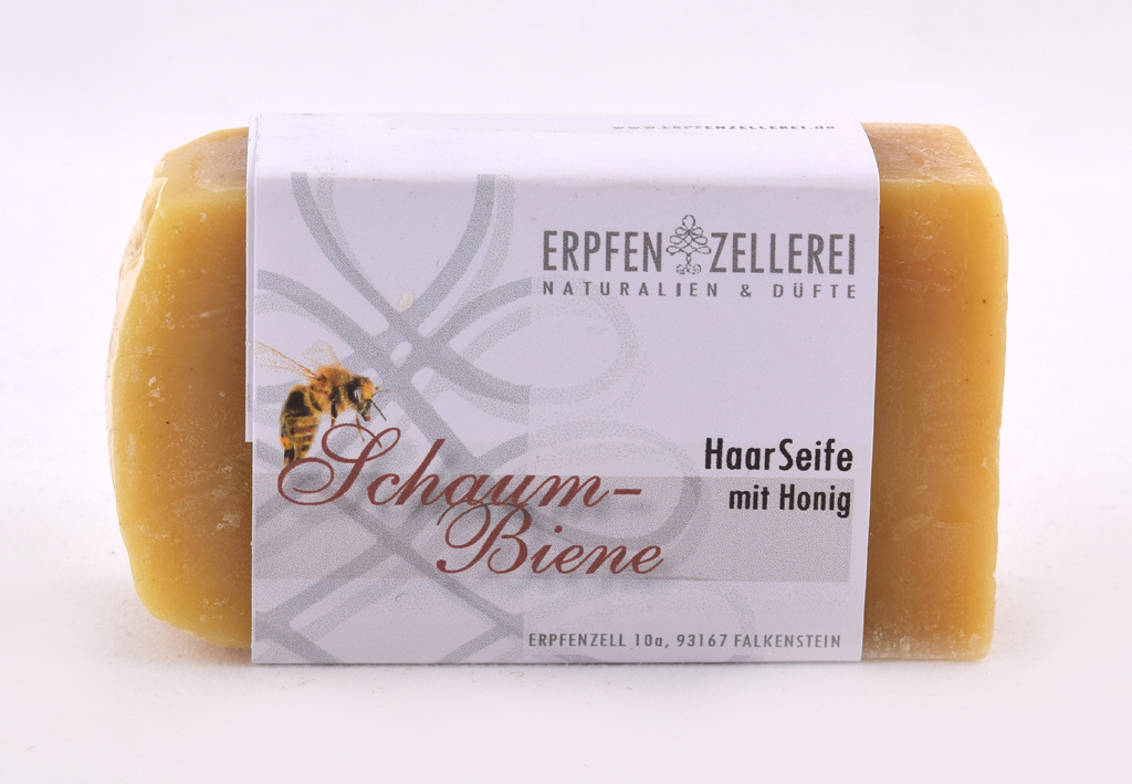 Haarseife "Schaumbiene" mit Hanföl und Honig Bio